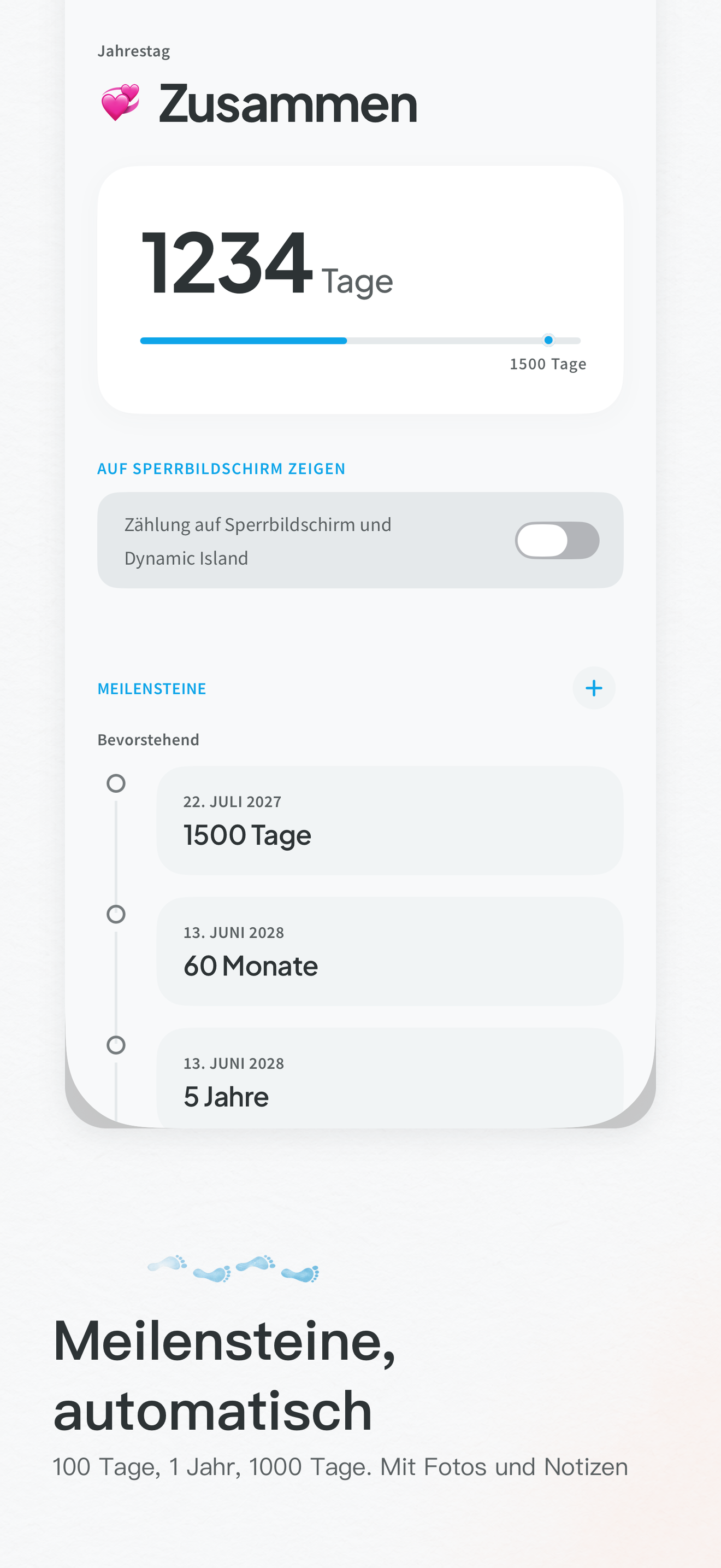 Ereignisdetails: kommende Meilensteine