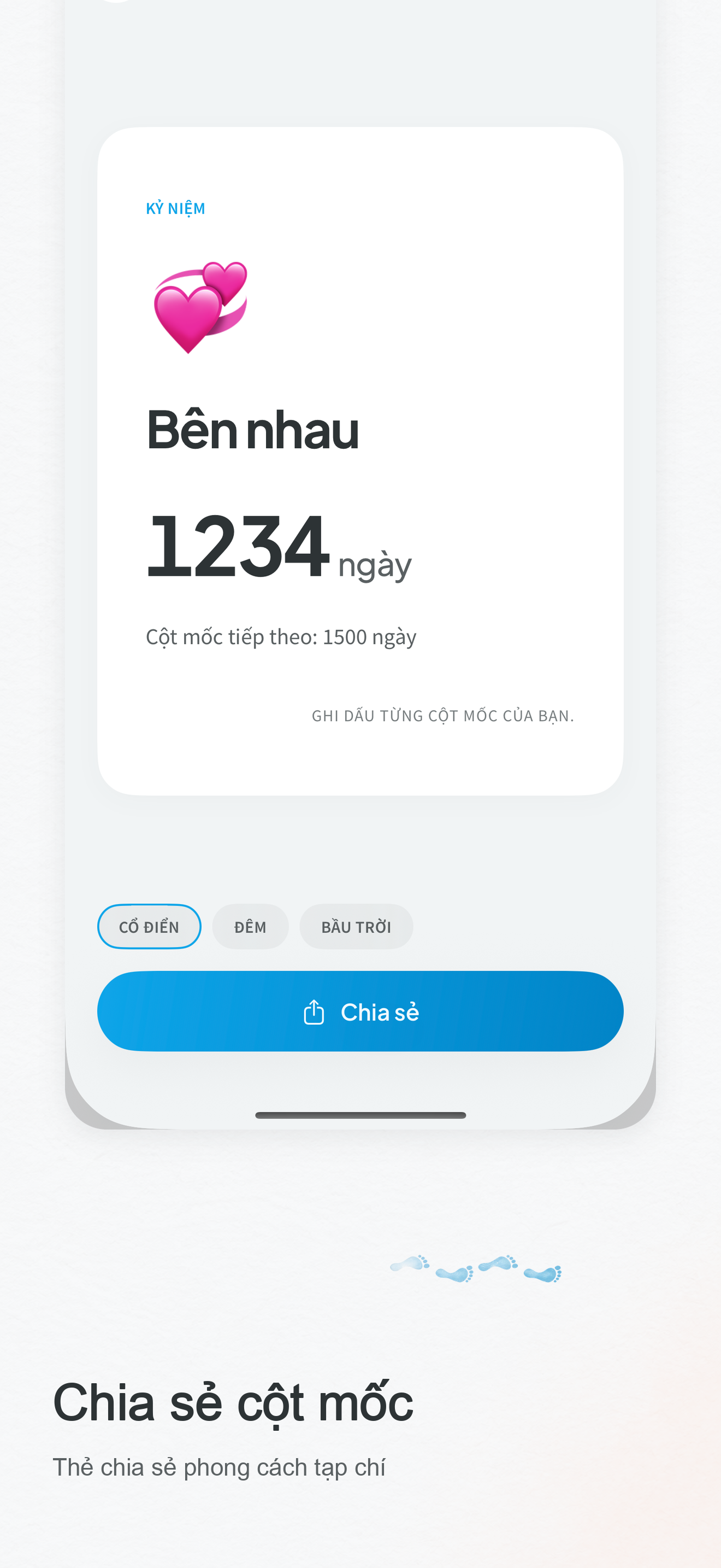 Thẻ chia sẻ: số ngày đến cột mốc